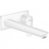 mitigeur de lavabo encastré mural, bec 225mm, bonde à écoulement libre blanc mat