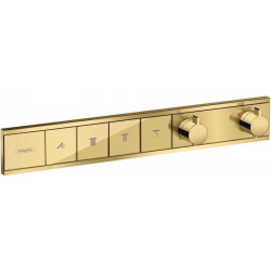 Module thermostatique RainSelect encastréavec 4 fonctions aspect doré poli