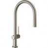 mitigeur de cuisine 210,avec douchette extractible 1 jet aspect acier inox