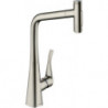 mitigeur de cuisine 320,avec douchette extractible 2 jets aspect acier inox