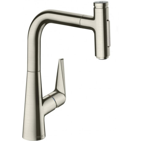 mitigeur de cuisine 220avec douchette extractible aspect acier inox