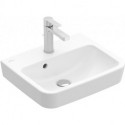O.novo, Lave-mains, 450 x 370 mm, Ovale, Pour robinetterie à 3 trou s, troude robinetterie central percé,avec trop-plein, Céramique sanitaire, cuve au centre