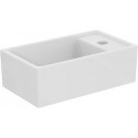 Lave-mains EUROVIT + 370x210x120mm blanc 1 trou pour robinet, avec trop-plein, étagère à droite IDEAL STANDARD