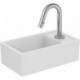 Pack lave-mains EUROVIT + / étagère IDEALSTREAM à droite, blanc et chrome avec robinetterie sur colonne IDEAL STANDARD