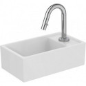 Pack lave-mains EUROVIT + / étagère IDEALSTREAM à droite, blanc et chrome avec robinetterie sur colonne IDEAL STANDARD