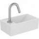 Pack lave-mains EUROVIT +, étagère IDEALSTREAM gauche blanc et chrome avec robinetterie IDEAL STANDARD