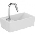 Pack lave-mains EUROVIT +, étagère IDEALSTREAM gauche blanc et chrome avec robinetterie IDEAL STANDARD
