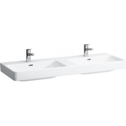 Lavabo double LAUFEN PRO S 1300 x 460 mm avec trop-plein, version 1 trou pour robinet LAUFEN blanc