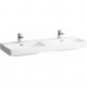 Lavabo double LAUFEN PRO S 1300 x 460 mm avec trop-plein, version 1 trou robinet blanc LCC LAUFEN