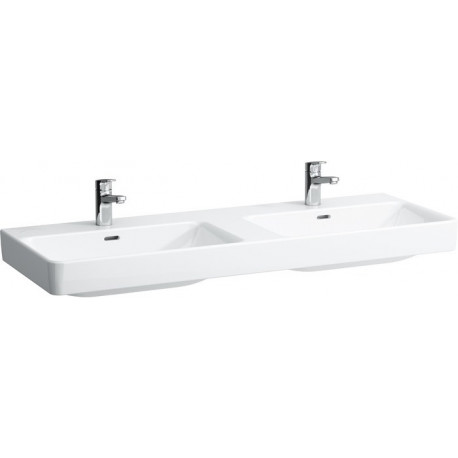 Lavabo double LAUFEN PRO S 1300 x 460 mm avec trop-plein, version 1 trou robinet blanc LCC LAUFEN