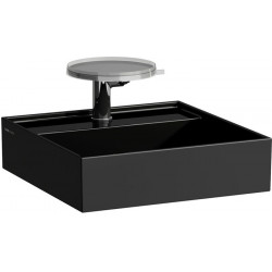 Lave-mains KARTELL 460 x 460 mm sans trop-plein, version 3 trous robinet noir LAUFEN