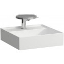 Lave-mains KARTELL 460 x 460 mm sans trop-plein, version 3 trous pour robinet, blanc mat LAUFEN
