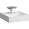 Lave-mains KARTELL 460 x 460 mm sans trop-plein, version 3 trous pour robinet, blanc mat LAUFEN