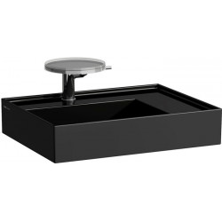 Lavabo KARTELL 600 x 460 mm, étagère à droite sans trop-plein, version 1 trou robinet noir LAUFEN