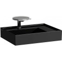 Lavabo KARTELL 600 x 460 mm, étagère à droite sans trop-plein, version 1 trou robinet noir LAUFEN