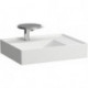Lavabo KARTELL 600 x 460 mm, étagère à droite sans trop-plein, 1 trou pour robinet finition blanc mat LAUFEN
