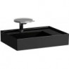 Lavabo KARTELL 600 x 460 mm, étagère à droite sans trop-plein, sans trou pour robinetterie noir LAUFEN