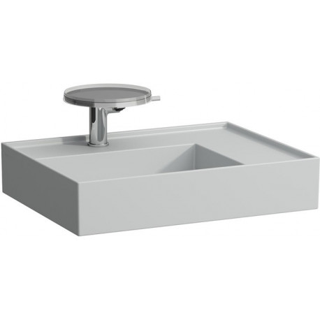 Lavabo KARTELL 600 x 460 mm, étagère à droite sans trop-plein, sans trou pour robinetterie gris LAUFEN