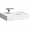Lavabo KARTELL 600 x 460 mm, étagère à droite sans trop-plein, 3 trous de robinetterie design blanc LAUFEN