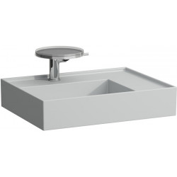 Lavabo KARTELL 600 x 460 mm, étagère à droite sans trop-plein, 3 trous de robinetterie design gris LAUFEN