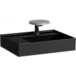 Lavabo KARTELL 600 x 460 mm, étagère à gauche sans trop-plein, version 1 trou robinet noir LAUFEN