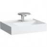 Lavabo KARTELL 600 x 460 mm, étagère à gauche sans trop-plein, version 1 trou pour robinet blanc LCC LAUFEN