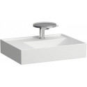 Lavabo KARTELL 600 x 460 mm, étagère à gauche sans trop-plein, 1 trou pour robinet finition blanc mat LAUFEN