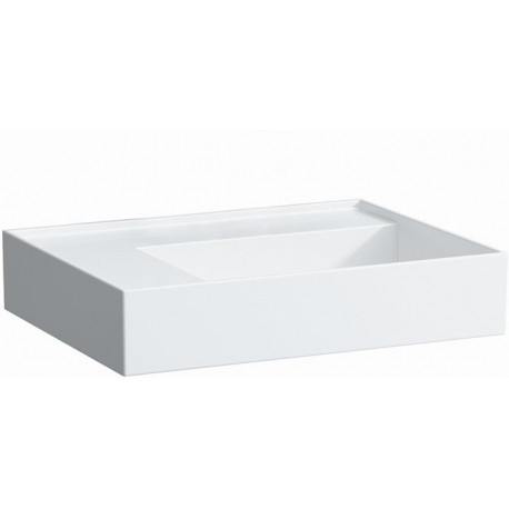 Lavabo KARTELL 600 x 460 mm, étagère à gauche sans trop-plein, sans trou pour robinet blanc LAUFEN