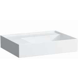 Lavabo KARTELL 600 x 460 mm, étagère à gauche sans trop-plein, sans trou pour robinet blanc LCC LAUFEN