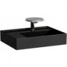 Lavabo KARTELL 600 x 460 mm, étagère à gauche sans trop-plein, version 3 trous robinet noir LAUFEN