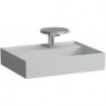 Lavabo KARTELL 600 x 460 mm, étagère à gauche sans trop-plein, 3 trous de robinetterie design gris LAUFEN