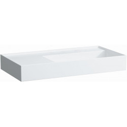 Lavabo KARTELL 900 x 460 mm, étagère à gauche sans trop-plein, sans trou pour robinet blanc LCC LAUFEN
