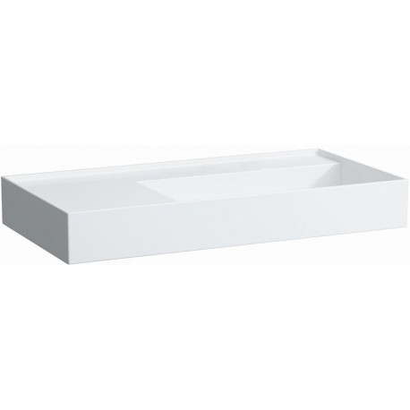 Lavabo KARTELL 900 x 460 mm, étagère à gauche sans trop-plein, sans trou pour robinet blanc LCC LAUFEN