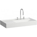 Lavabo KARTELL 900 x 460 mm, étagère à gauche sans trop-plein, finition 3 trous pour robinetterie blanc mat LAUFEN