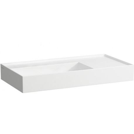 Lavabo KARTELL 900 x 460 mm, étagère à droite sans trop-plein, sans trou pour robinet blanc LAUFEN