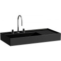 Lavabo KARTELL 900 x 460 mm, étagère à droite sans trop-plein, sans trou pour robinetterie noir LAUFEN