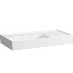Lavabo KARTELL 900 x 460 mm, étagère à droite sans trop-plein, sans trou pour robinet blanc LCC LAUFEN