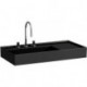 Lavabo KARTELL 900 x 460 mm, étagère à droite sans trop-plein, version 3 trous robinet noir LAUFEN