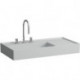 Lavabo KARTELL 900 x 460 mm, étagère à droite sans trop-plein, 3 trous de robinetterie design gris LAUFEN