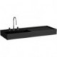 Lavabo KARTELL 1200 x 460 mm, étagère à droite sans trop-plein, version 1 trou robinet noir LAUFEN