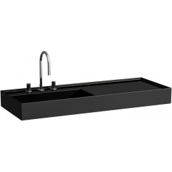 Lavabo KARTELL 1200 x 460 mm, étagère à droite sans trop-plein, sans trou pour robinet noir LAUFEN