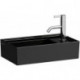 Lave-mains KARTELL 460 x 280 mm, plage de robinetterie à droite sans trop-plein, version 1 trou de robinetterie noir LAUFEN