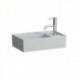 Lave-mains KARTELL 460 x 280 mm, plage de robinetterie à droite sans trop-plein, version 1 trou de robinetterie gris LAUFEN