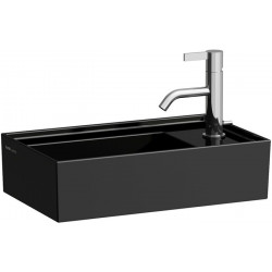Lave-mains KARTELL 460 x 280 mm, plage de robinetterie à droite sans trop-plein, sans trou de robinetterie noir LAUFEN