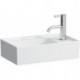 Lave-mains KARTELL 460 x 280 mm, plage de robinetterie à droite sans trop-plein, sans trou pour robinetterie blanc LCC LAUFEN