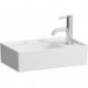 Lave-mains KARTELL 460 x 280 mm, plage de robinetterie à droite sans trop-plein, sans trou pour robinetterie blanc mat LAUFEN