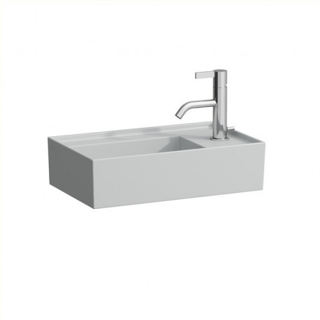 Lave-mains KARTELL 460 x 280 mm, plage de robinetterie à droite sans trop-plein, sans trou pour robinetterie gris LAUFEN
