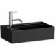 Lave-mains KARTELL 460 x 280 mm, plage de robinetterie à gauche sans trop-plein, version 1 trou de robinetterie noir LAUFEN