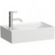 Lave-mains KARTELL 460 x 280 mm, plage de robinetterie à gauche sans trop-plein, 1 trou de robinetterie finition blanc mat LAUFEN