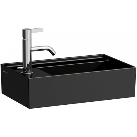 Lave-mains KARTELL 460 x 280 mm, plage de robinetterie à gauche sans trop-plein, sans trou de robinetterie noir LAUFEN